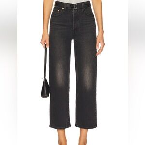 LEVI’S RIBCAGE STRAIGHT ANKLE SUPER HIGH-RISE SLIM HEATHER BLACK - 28-29